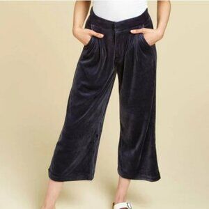 Juicy Couture Black Label Regal Velour Cropped Wide Leg Pants Navy Blue S NWT